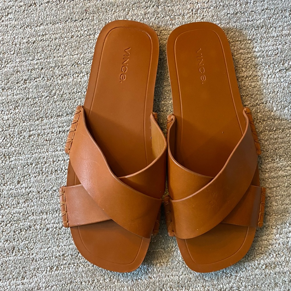 Vince Nico Cross Strap Flat Sandal Slide